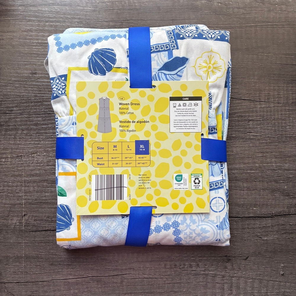 Alex's Lemonade Stand Woven Dress Size XL Yellow Lemon Print Summer Cottagecore - Picture 3 of 5